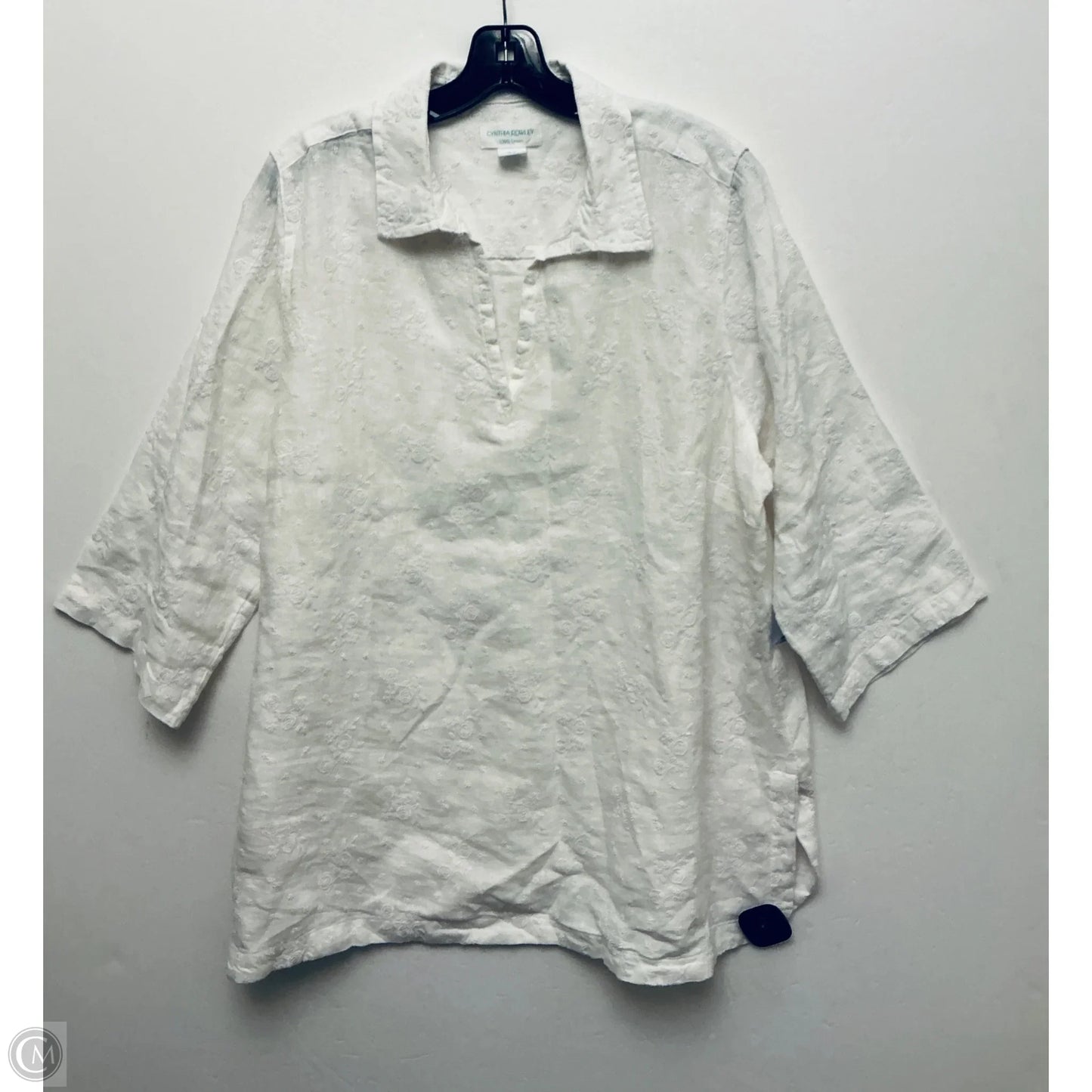 Top Long Sleeve By Cynthia Rowley In White, Size: 1x