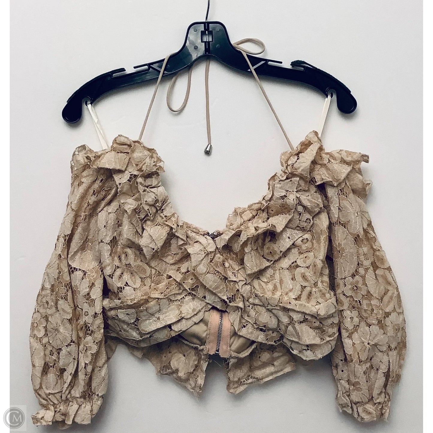 Top Long Sleeve By Cmc In Tan, Size: L