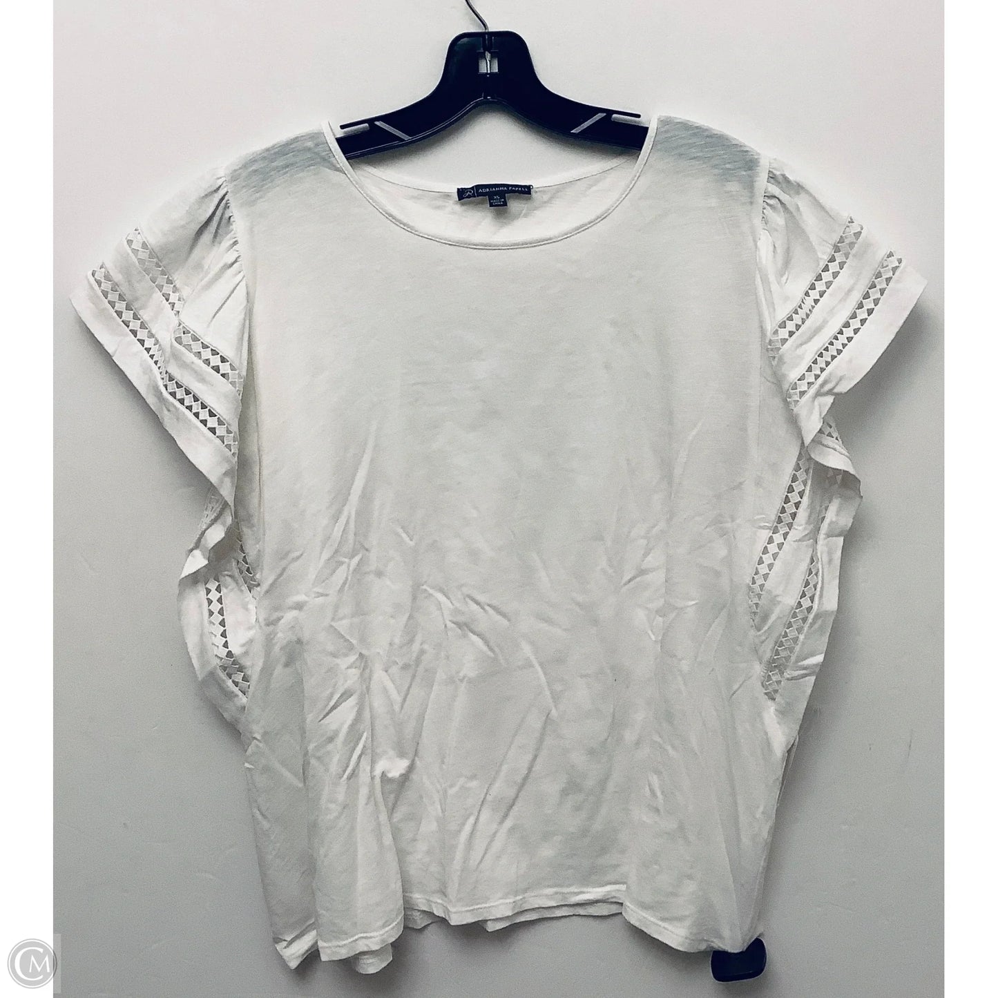 Top Short Sleeve By Adrianna Papell In White, Size: Xl