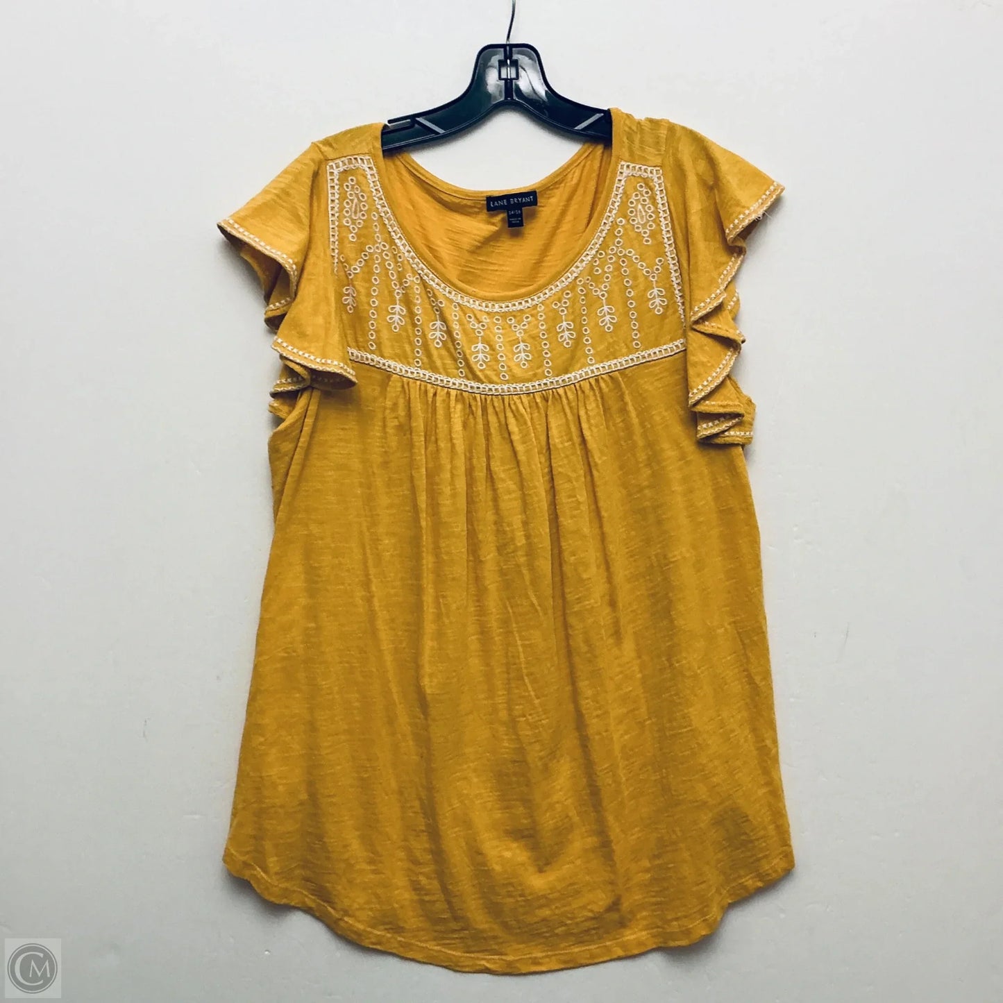 Top Short Sleeve By Lane Bryant In Yellow, Size: Xl