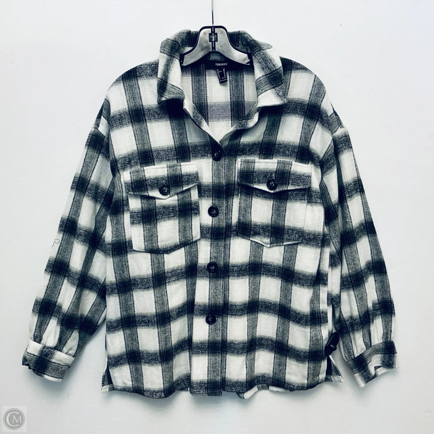 Jacket Shirt By Forever 21 In Plaid Pattern, Size: M