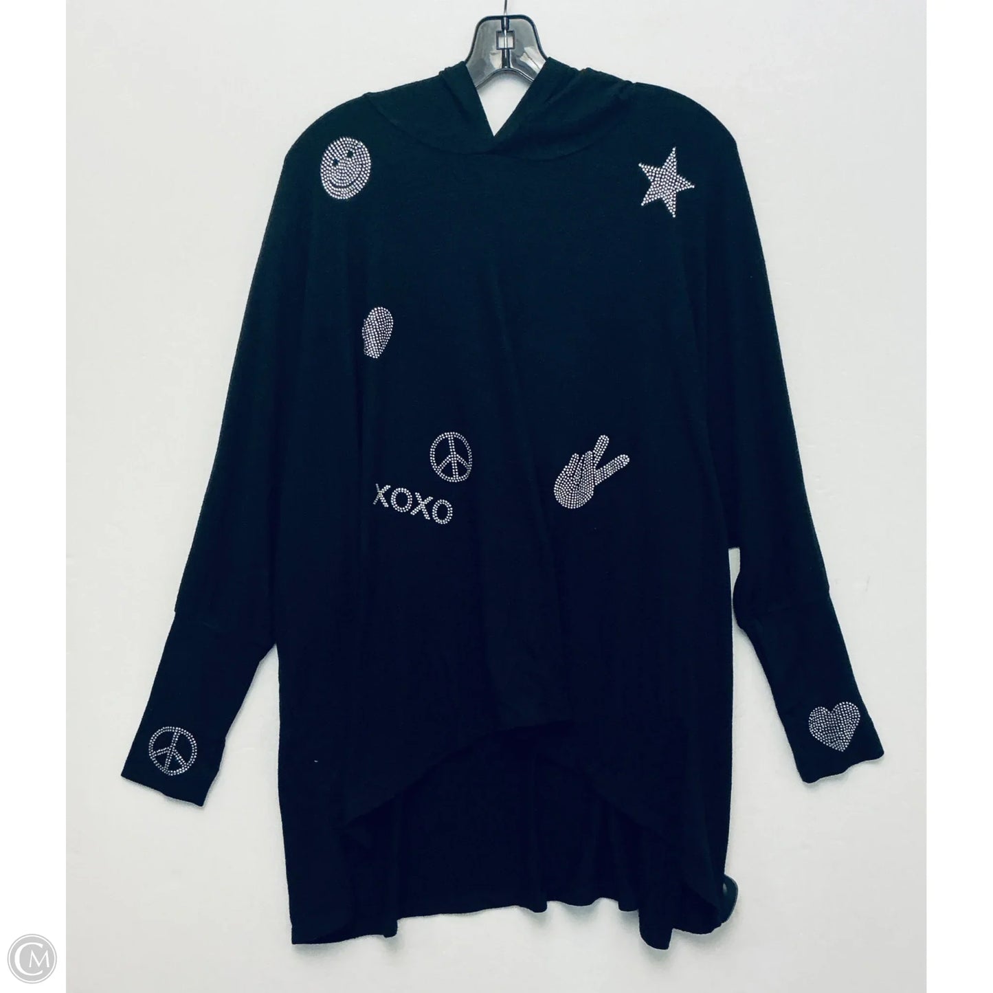 Sweatshirt Hoodie By Lauren Moshi In Black, Size: Xl