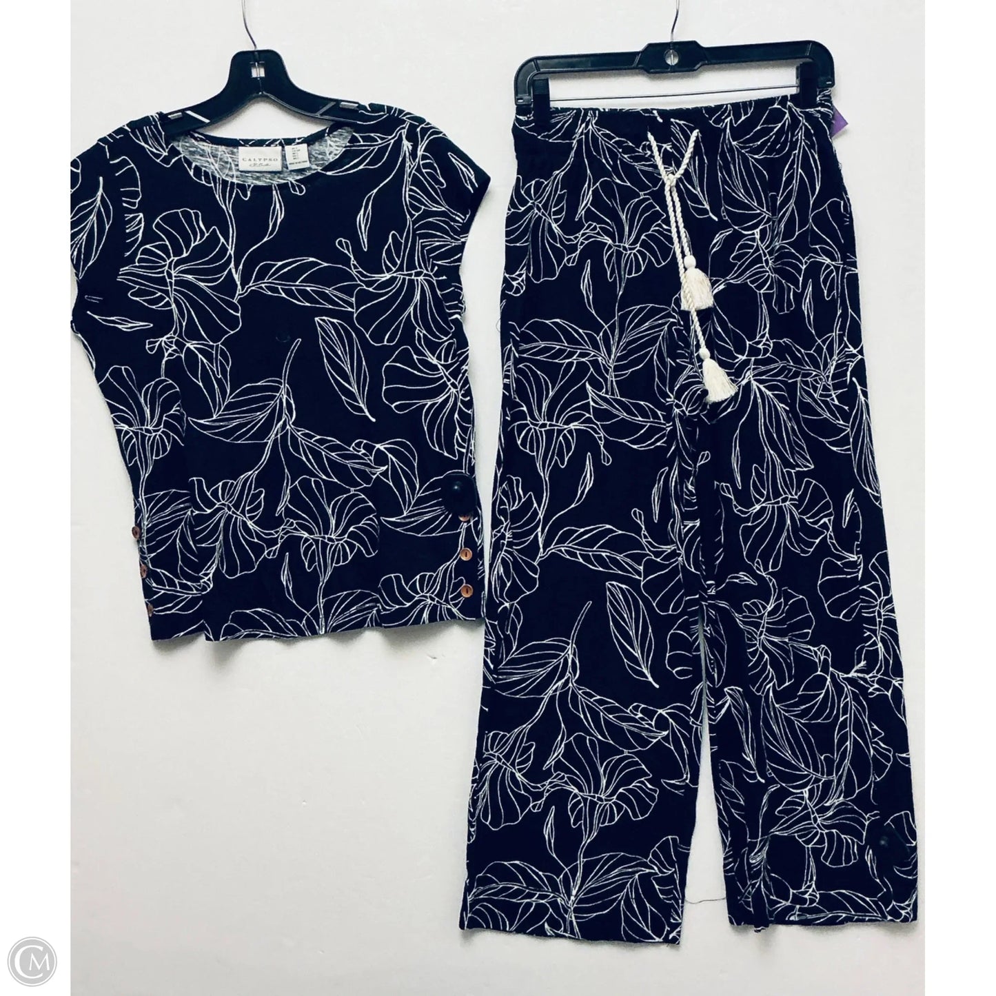 Pants Set 2pc By Calypso St Barth In Black & White, Size: S