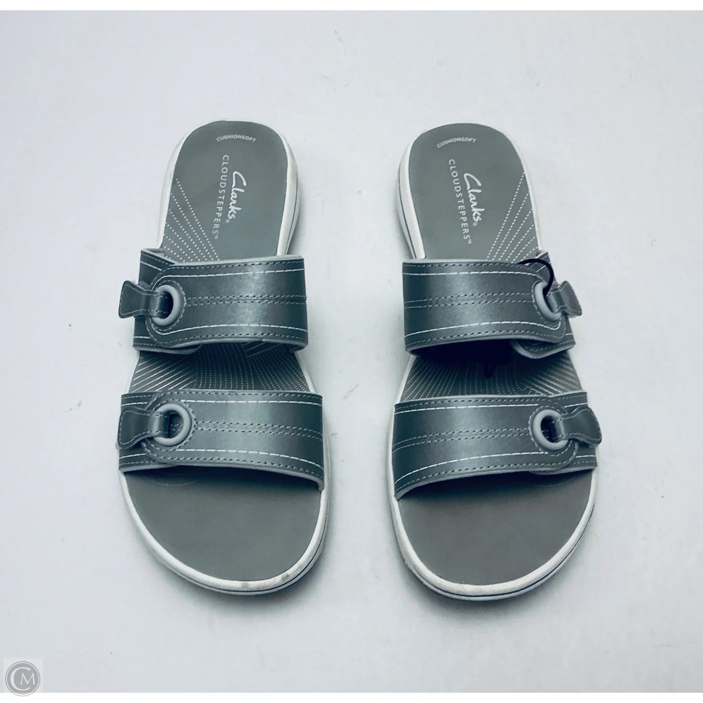 Sandals Flats By Clarks In Silver, Size: 7