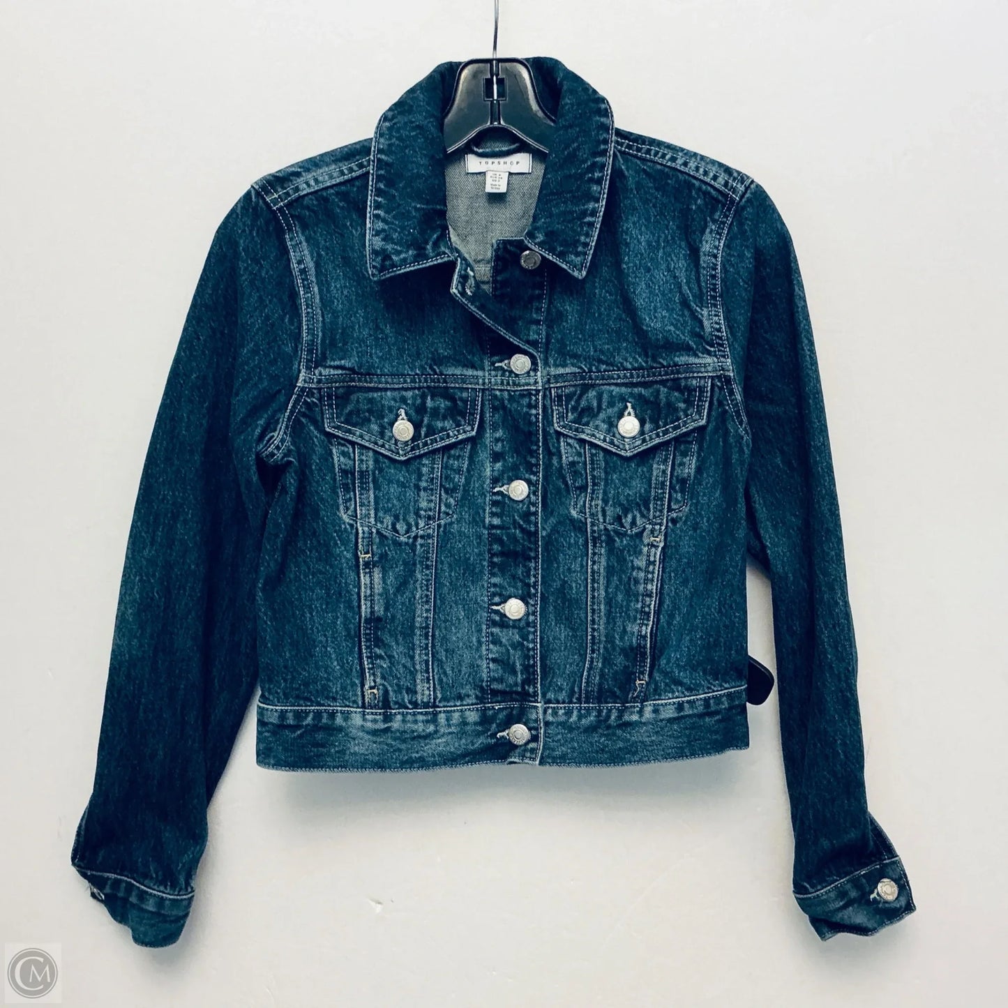 Jacket Denim By Topshop In Blue, Size: Xs