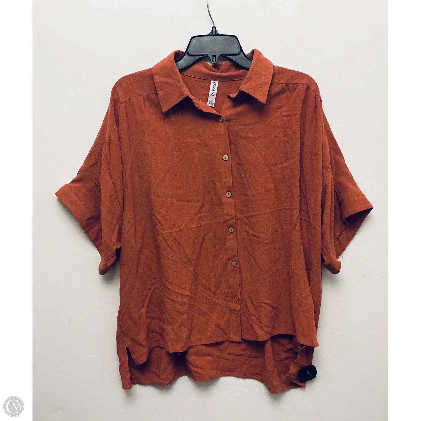 Top Short Sleeve By Zenana In Orange, Size: L