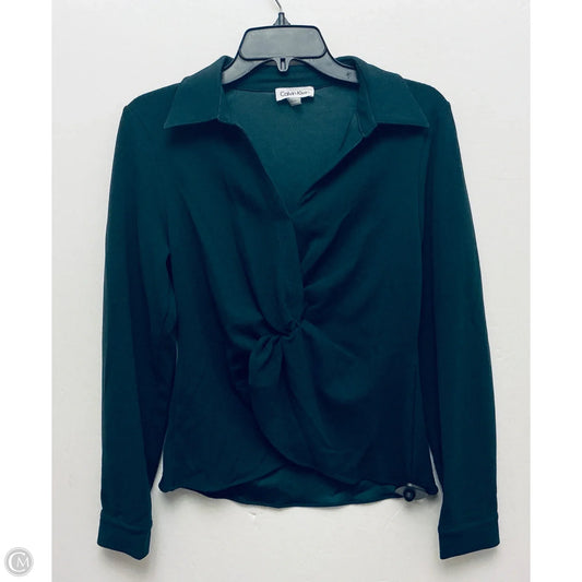 Top Long Sleeve By Calvin Klein In Green, Size: Mp