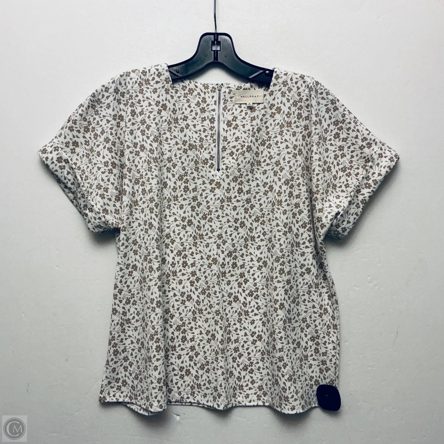 Top Short Sleeve By Melloday In Tan & White, Size: S
