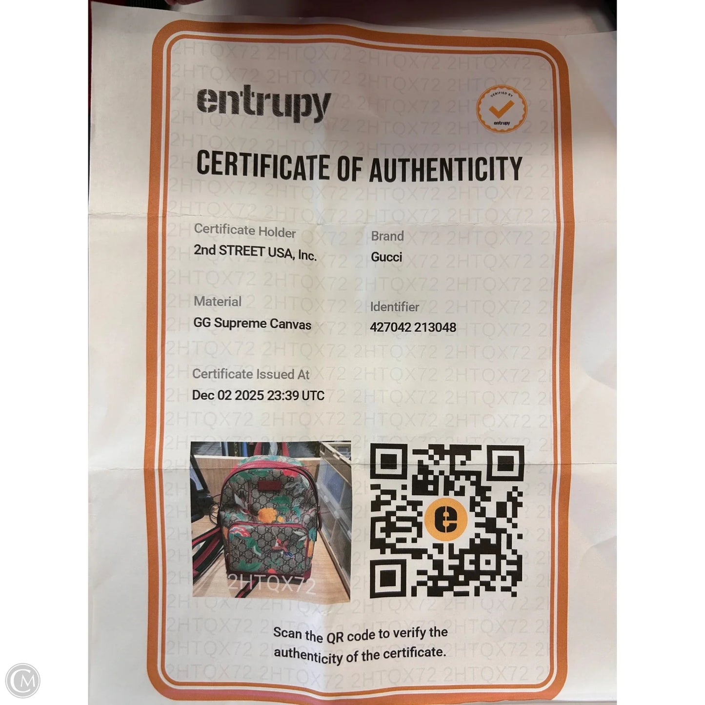 Backpack Luxury Designer By Gucci, Size: Small