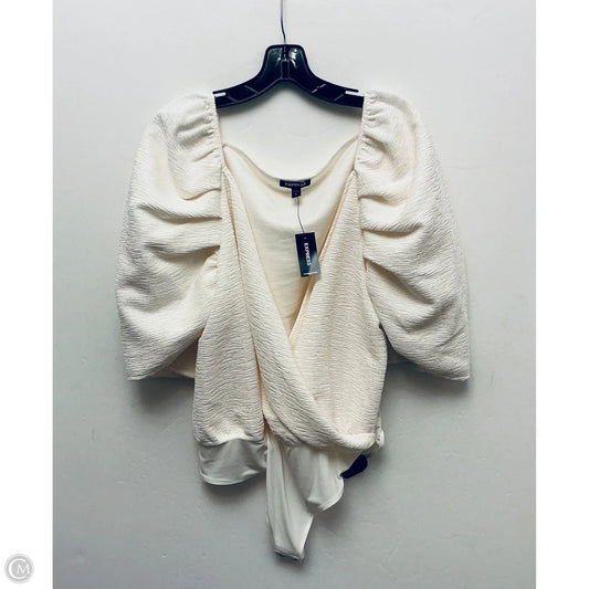 Top Short Sleeve By Express In White, Size: Xl
