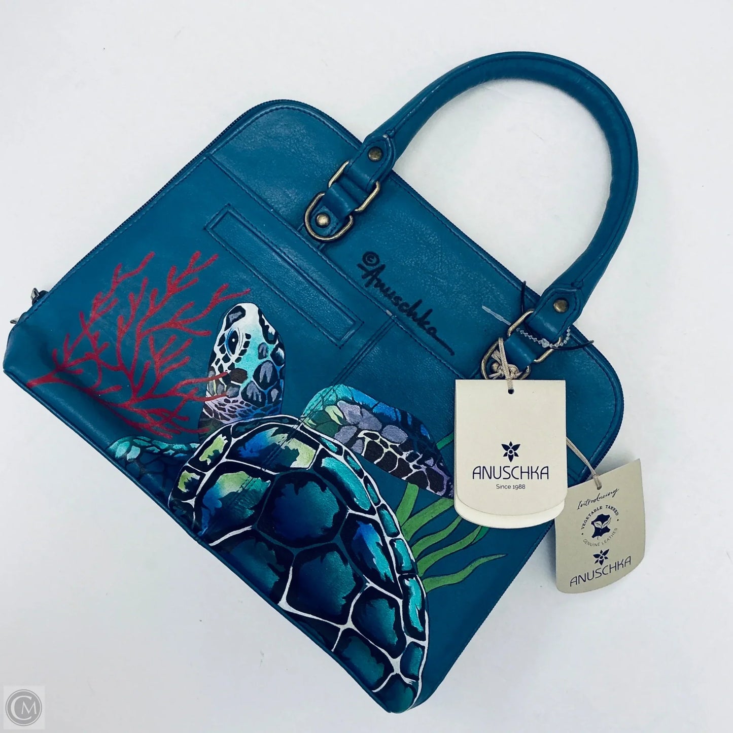 Handbag Leather By Anuschka, Size: Medium