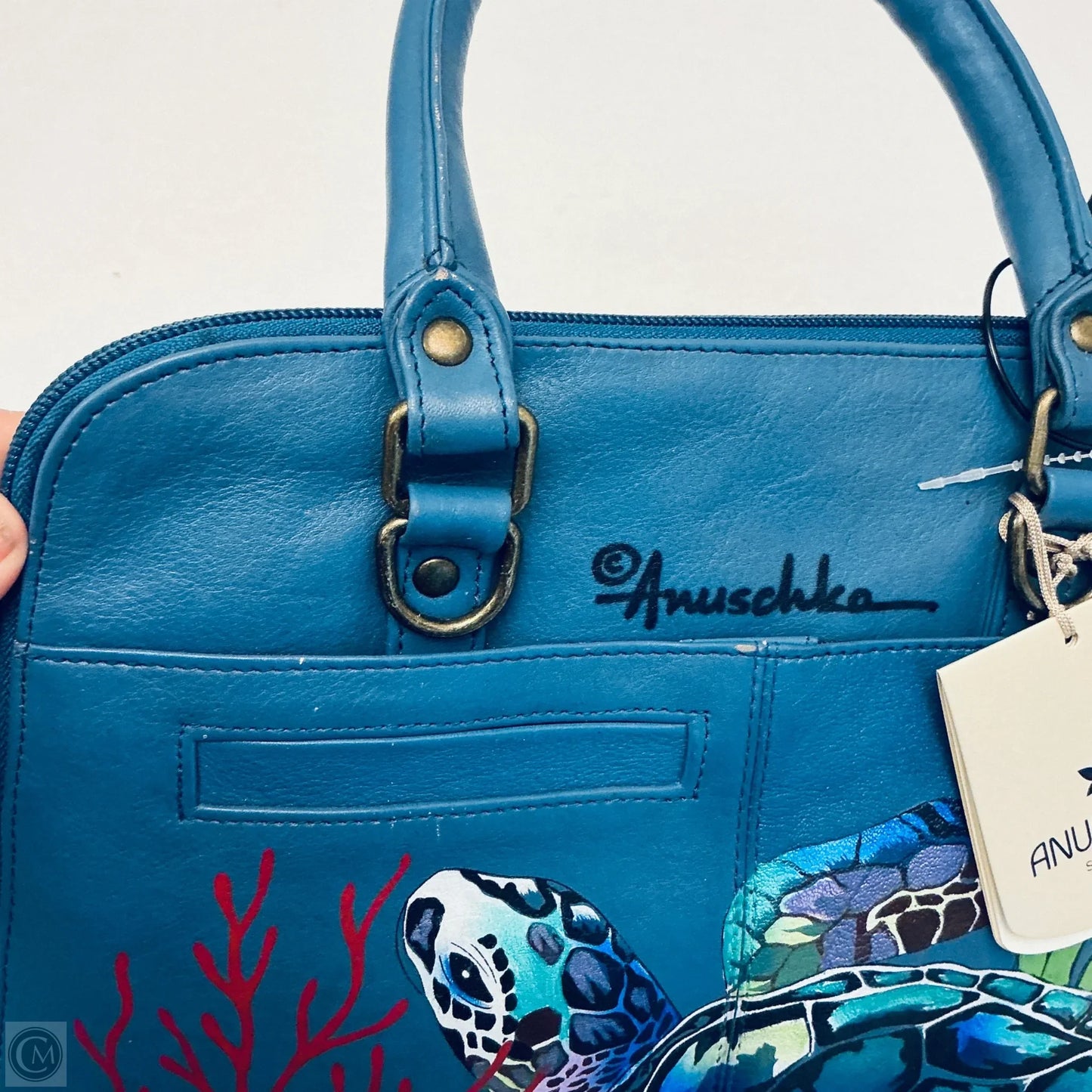 Handbag Leather By Anuschka, Size: Medium