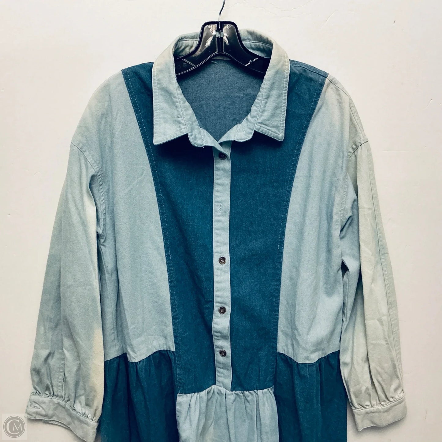 Dress Casual Midi By Peach Love Cream California In Blue Denim, Size: L