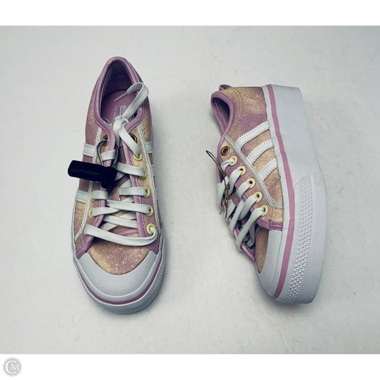Shoes Sneakers By Adidas In Purple & Yellow, Size: 6