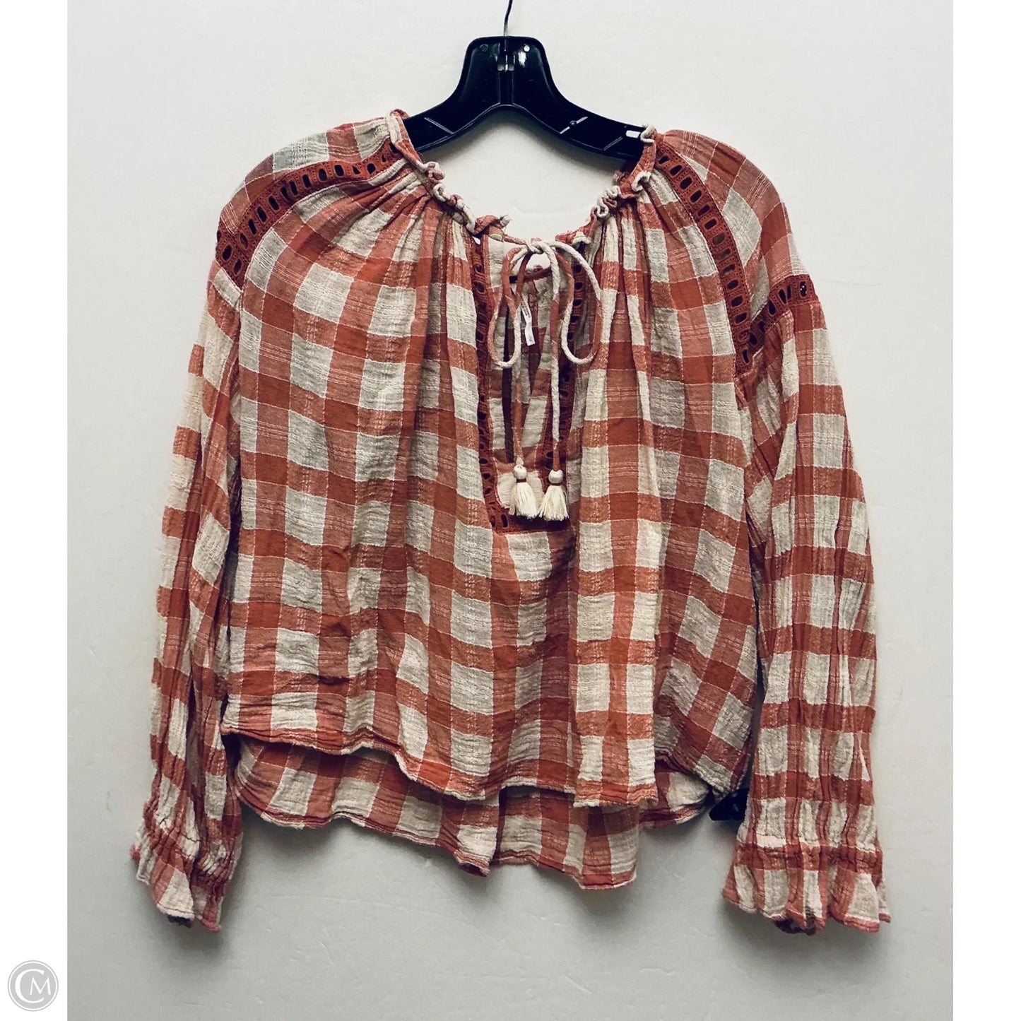 Top Long Sleeve By Free People In Checkered Pattern, Size: L