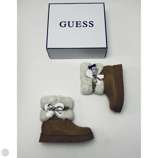 Boots Ankle Flats By Guess In Tan & White, Size: 8