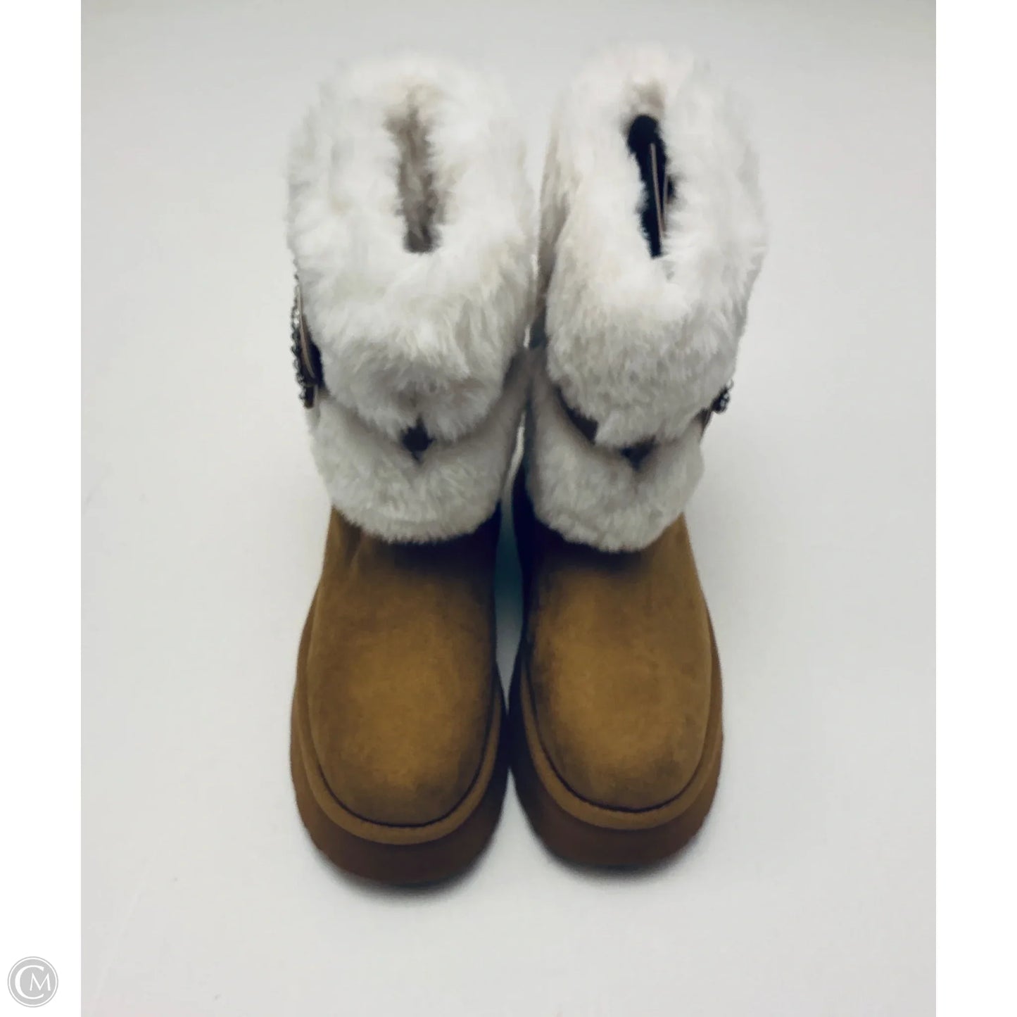 Boots Ankle Flats By Guess In Tan & White, Size: 8