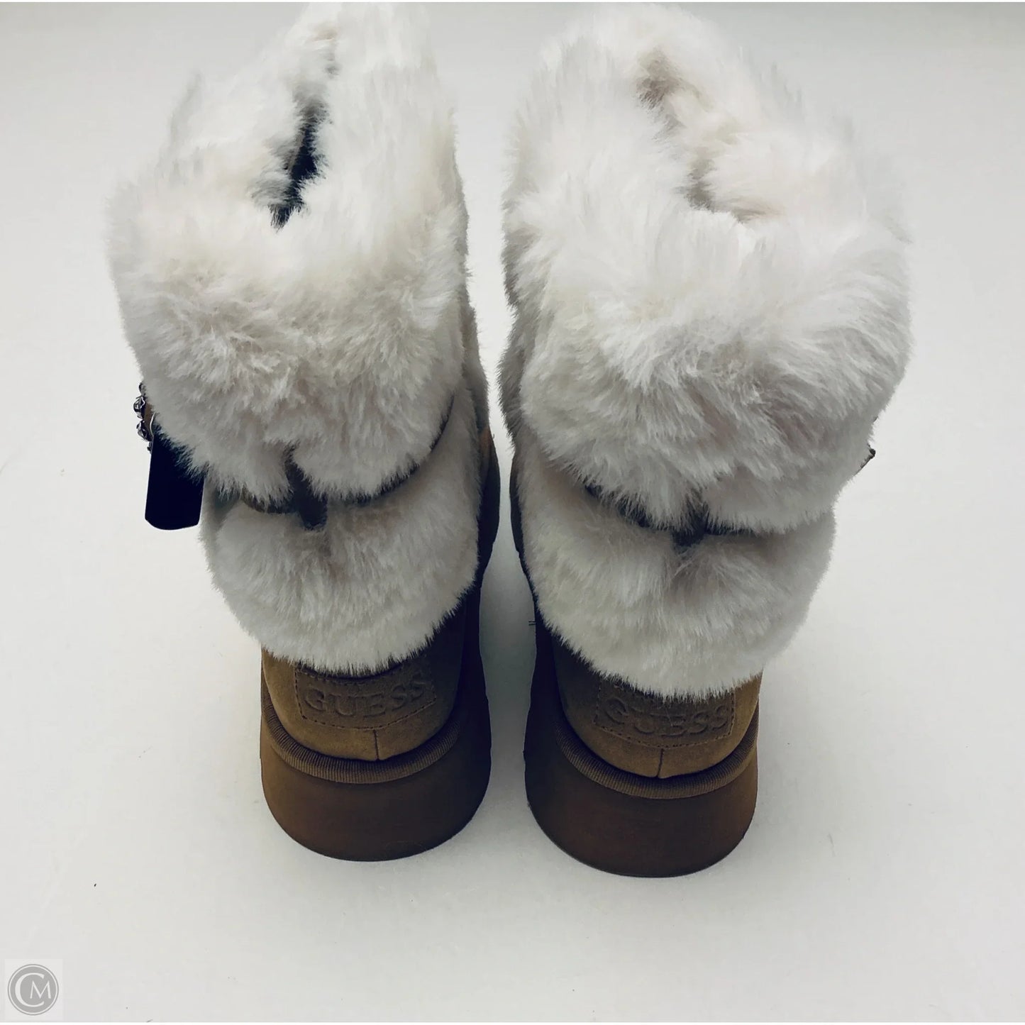 Boots Ankle Flats By Guess In Tan & White, Size: 8