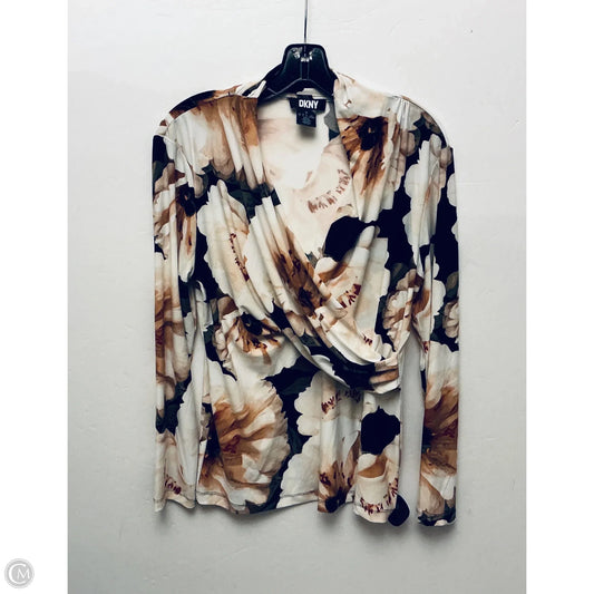 Top Long Sleeve By Dkny In Floral Print, Size: L