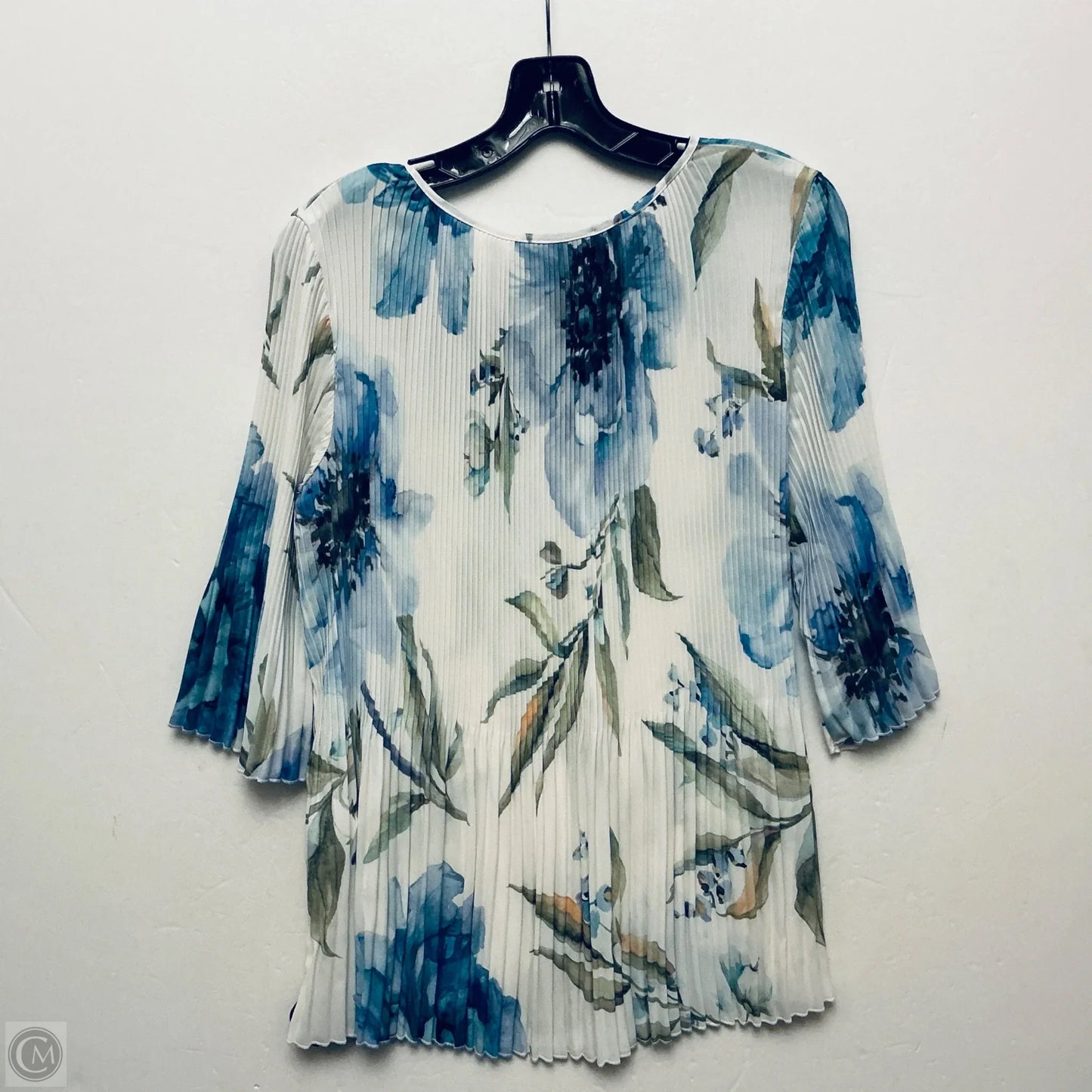 Top Long Sleeve By Frank Lyman In Blue & White, Size: Xl