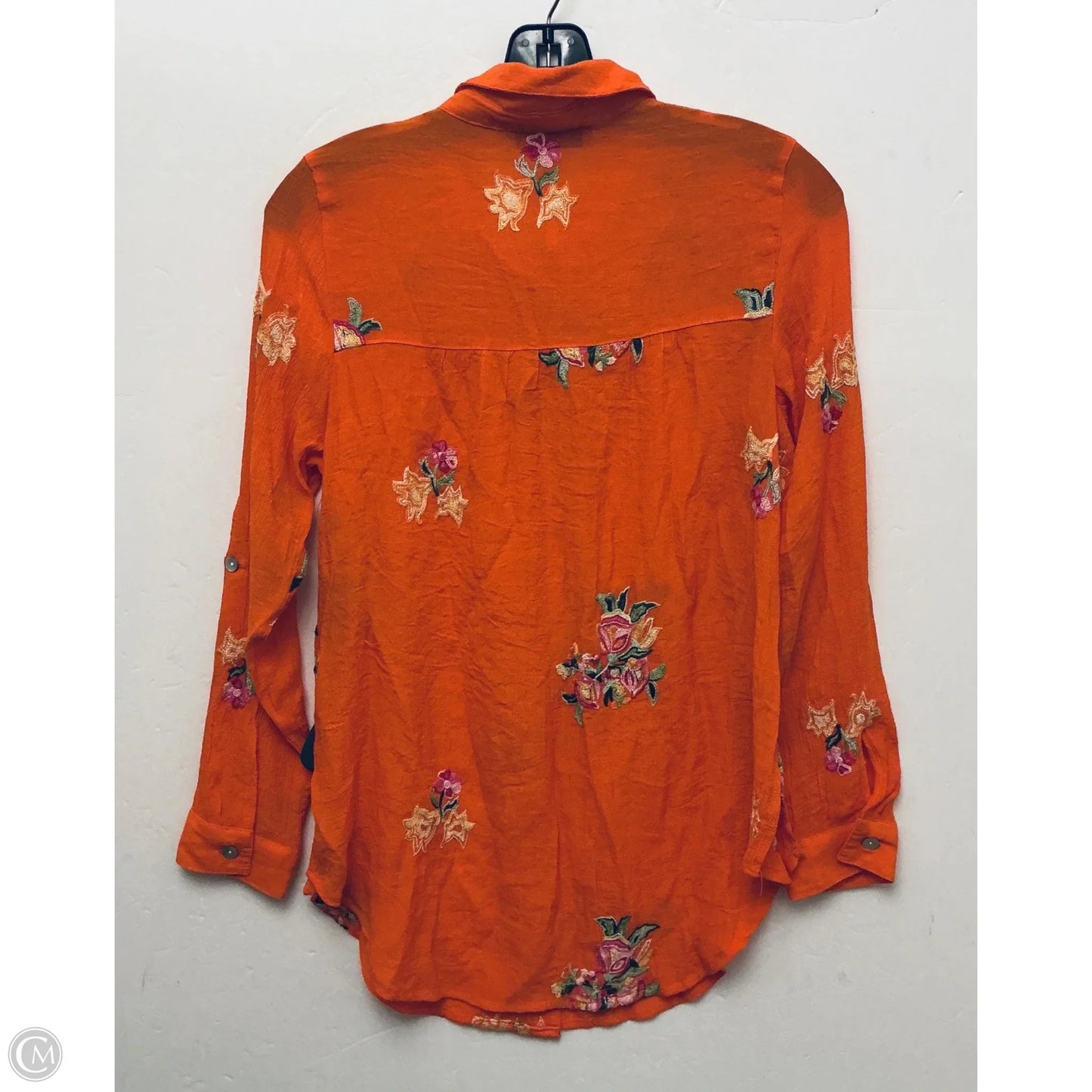 Top Long Sleeve By Figuero & Flower In Orange, Size: S