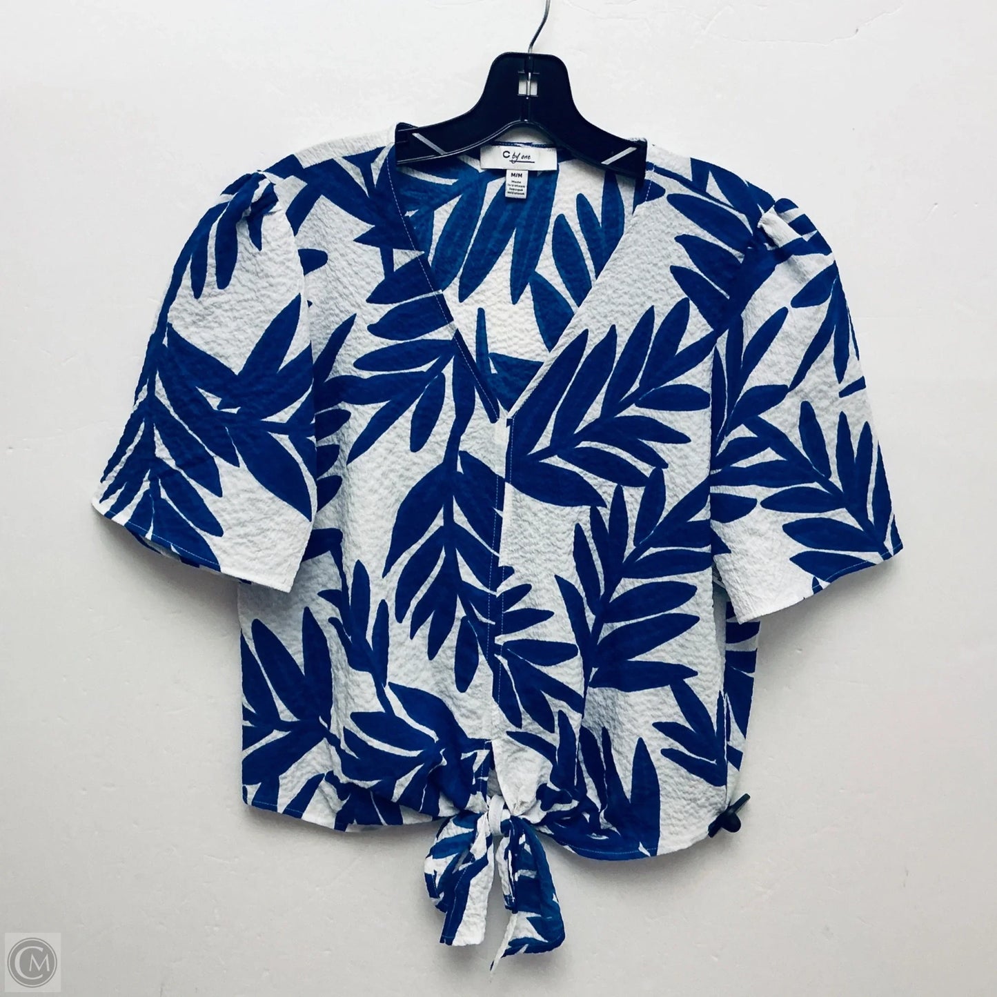 Top Short Sleeve By Clothes Mentor In Blue & White, Size: M