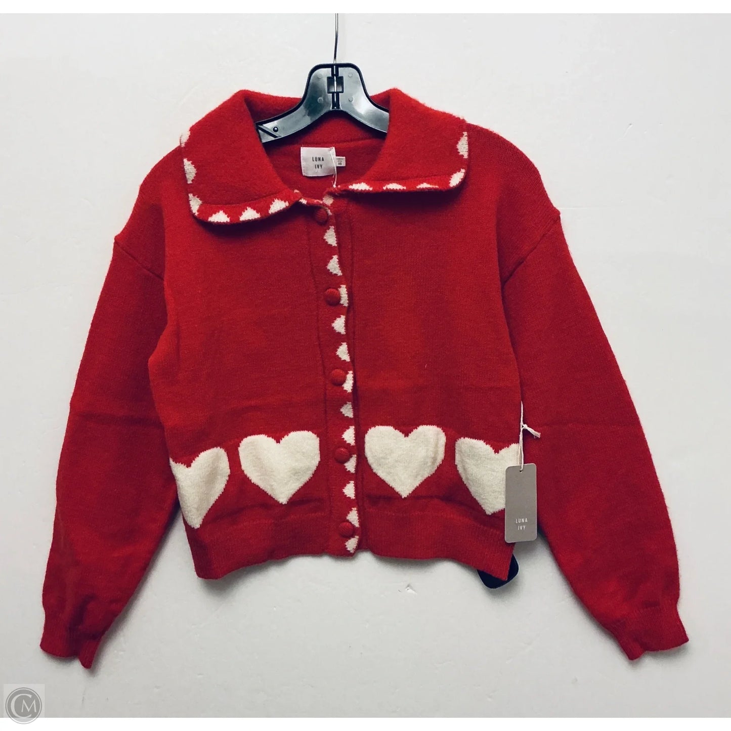 Sweater Cardigan By Clothes Mentor In Red, Size: Xs