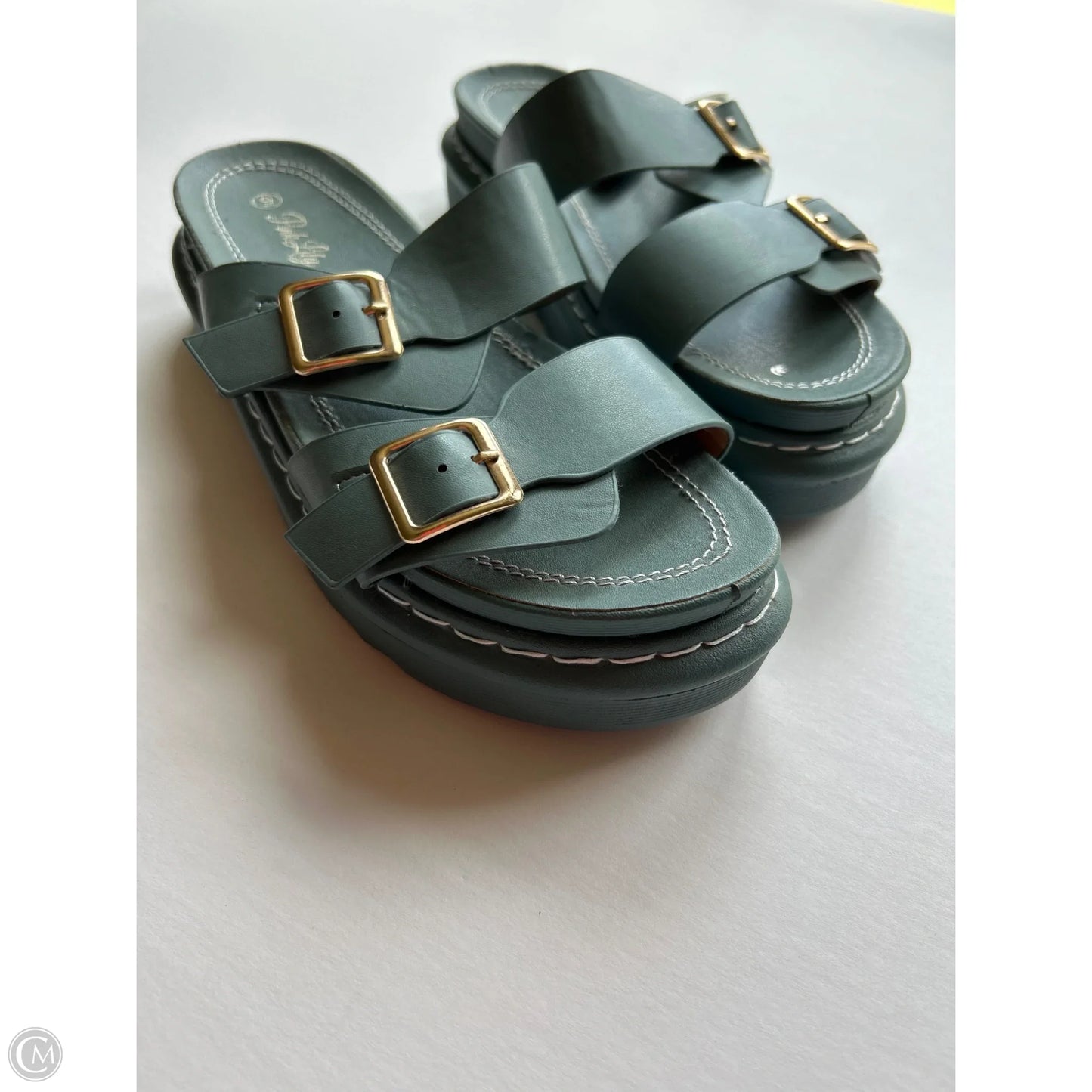 Sandals Heels Platform By Pink Lily In Teal, Size: 9