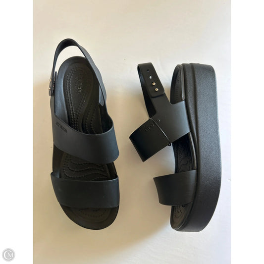 Sandals Heels Stiletto By Crocs In Black, Size: 9