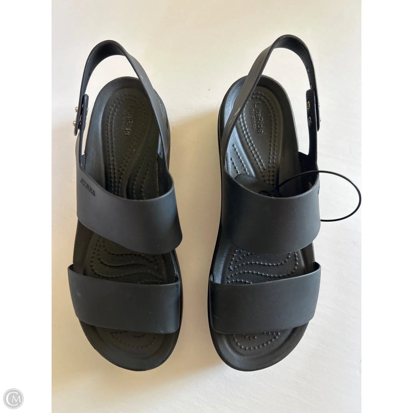 Sandals Heels Stiletto By Crocs In Black, Size: 9