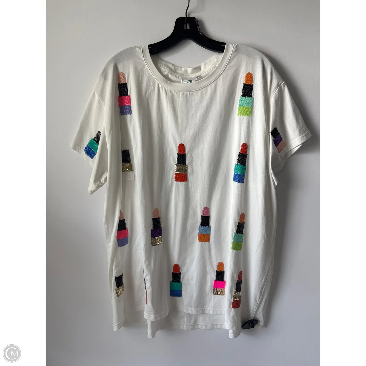 Top Short Sleeve By Cmb In White, Size: 2x