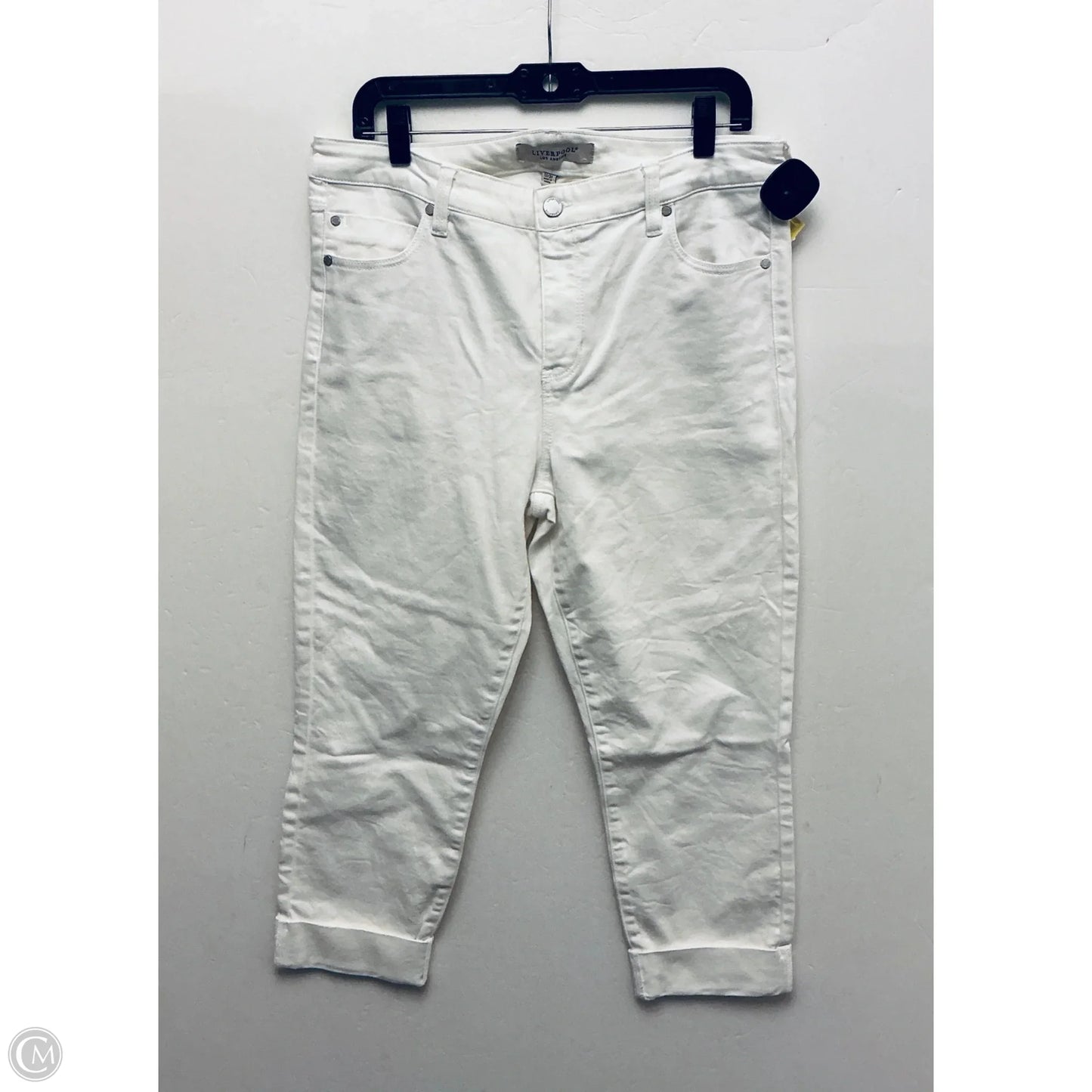 Jeans Cropped By Liverpool In White Denim, Size: 12