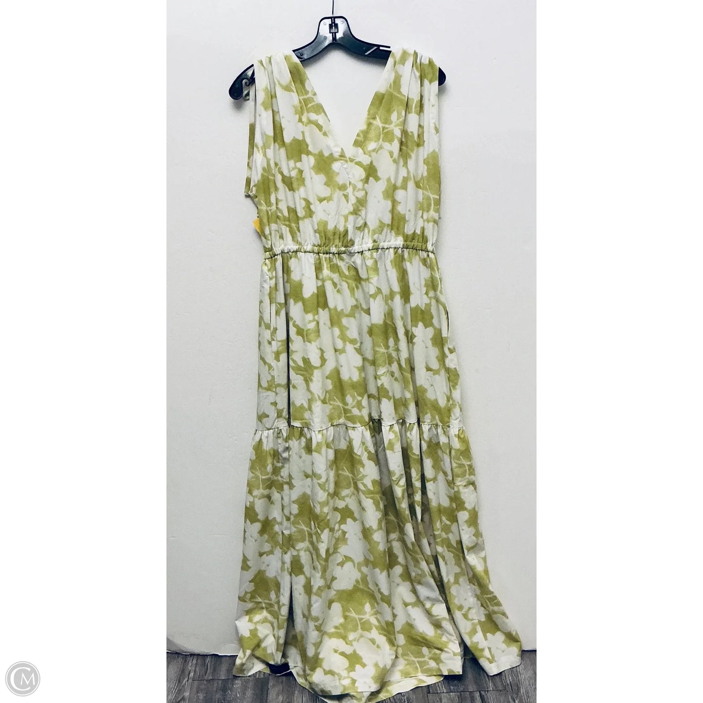 Dress Casual Maxi By Calvin Klein In Green & White, Size: L