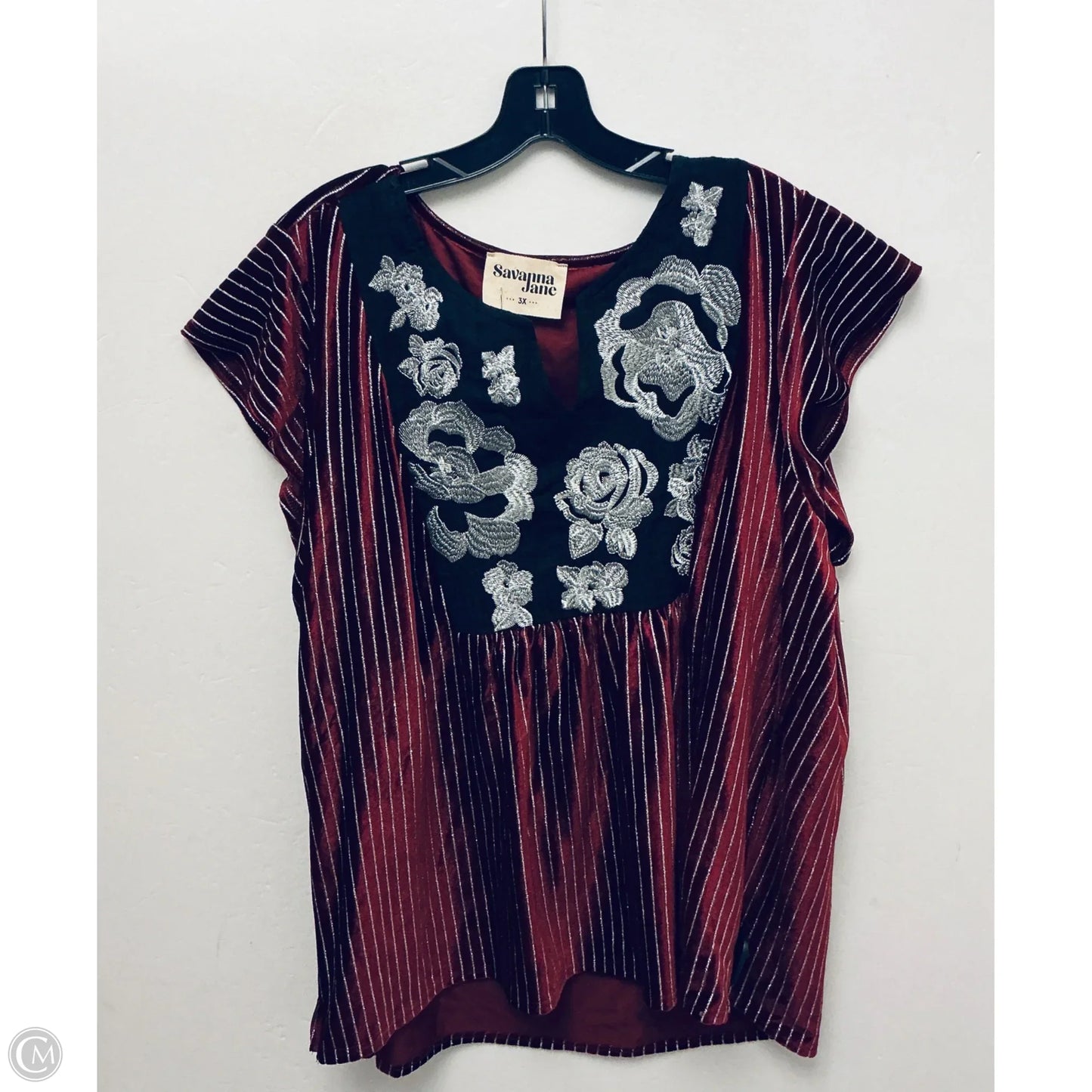 Top Short Sleeve By Savanna Jane In Maroon, Size: 3x