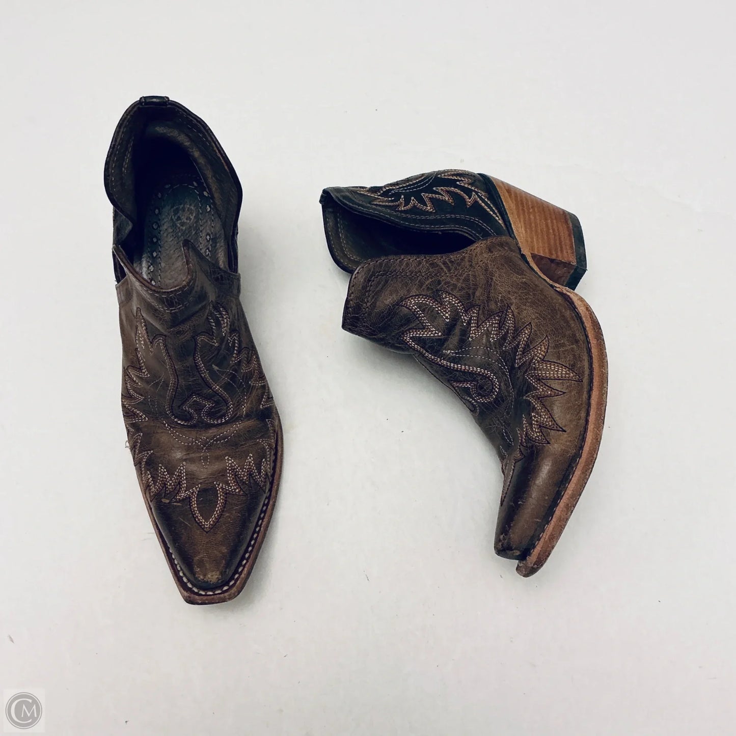 Boots Ankle Heels By Ariat In Brown, Size: 8.5