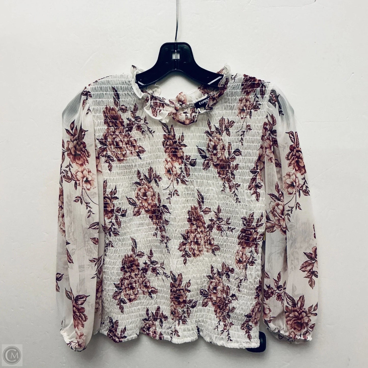 Top Long Sleeve By Express In White, Size: M