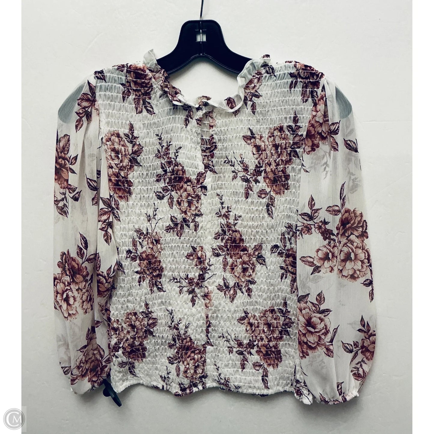 Top Long Sleeve By Express In White, Size: M