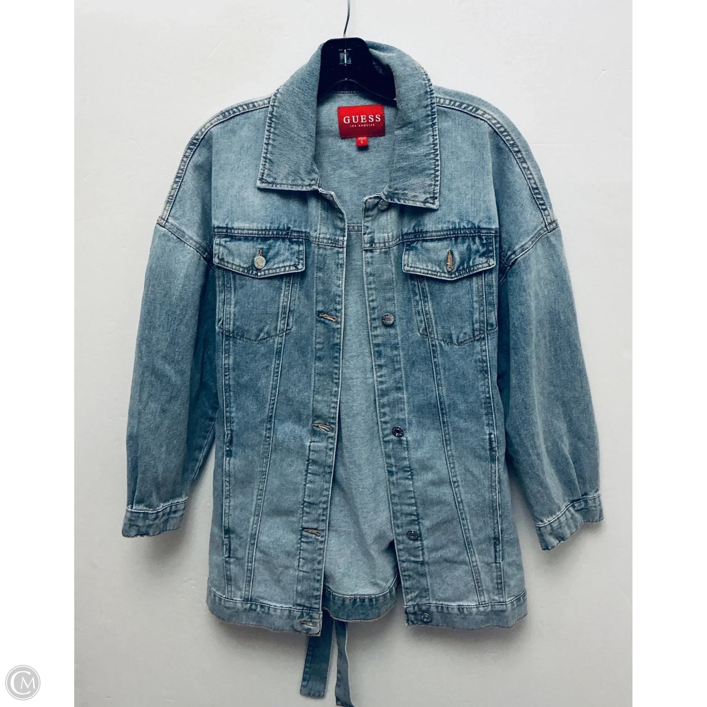 Jacket Denim By Guess In Blue Denim, Size: S