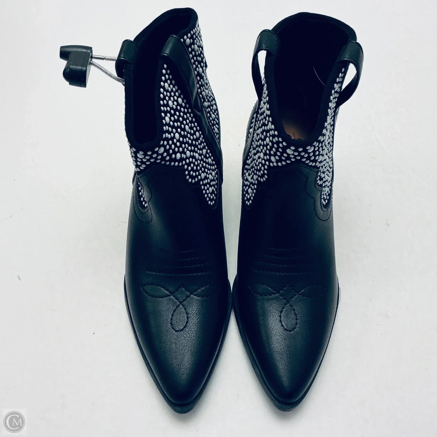 Boots Ankle Heels By Shein In Black & White, Size: 7