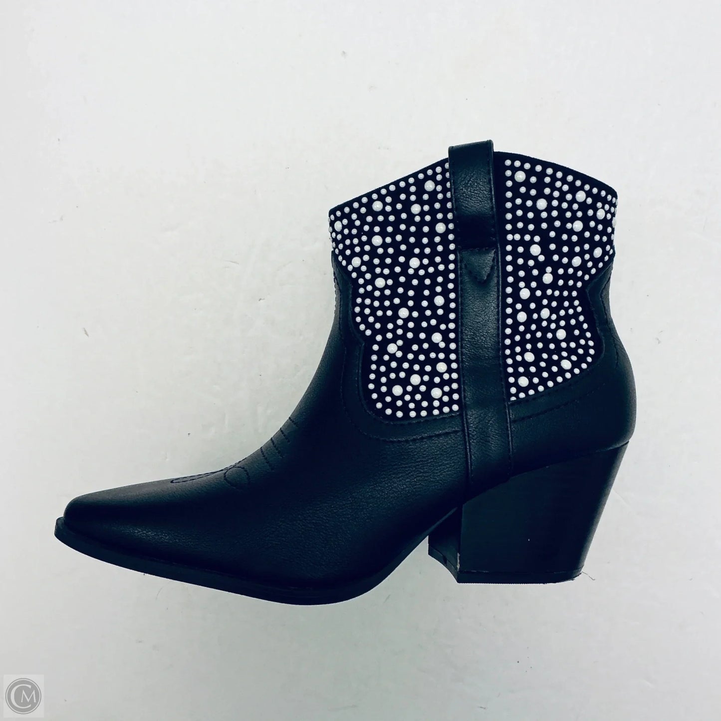 Boots Ankle Heels By Shein In Black & White, Size: 7