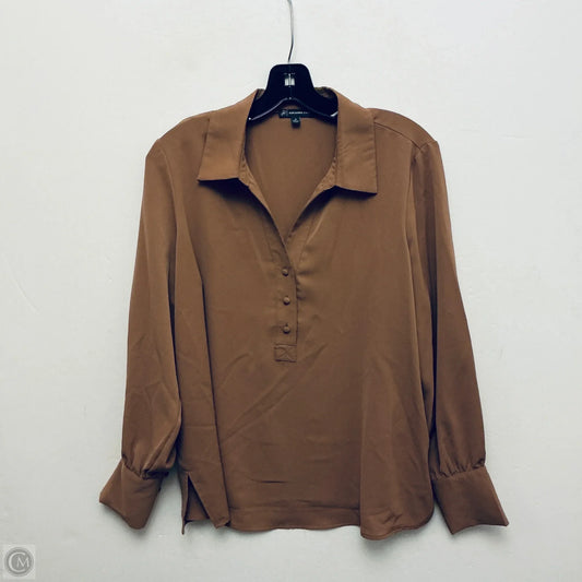 Top Long Sleeve By Adrianna Papell In Brown, Size: M