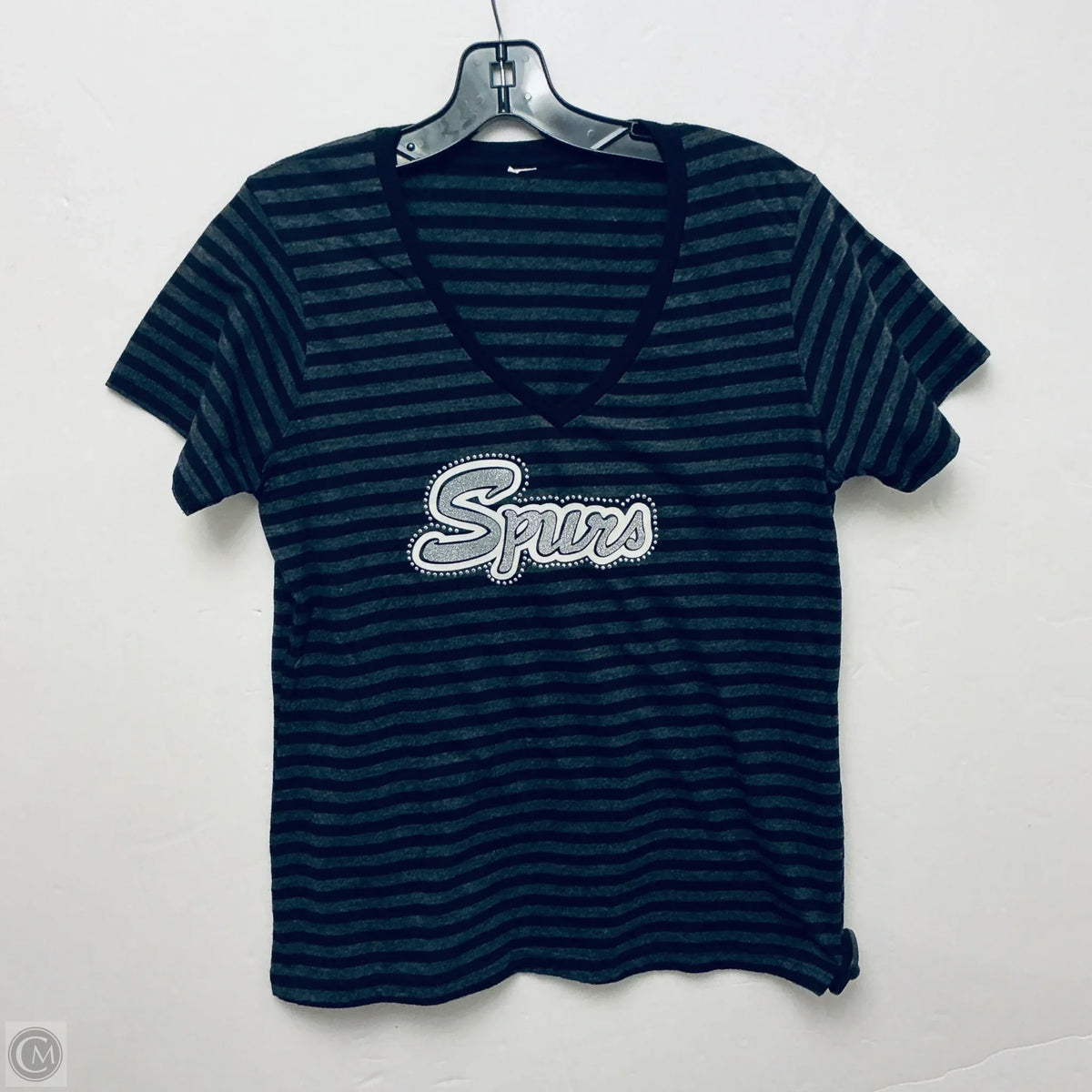 Top Short Sleeve Basic By Clothes Mentor In Striped Pattern, Size: M