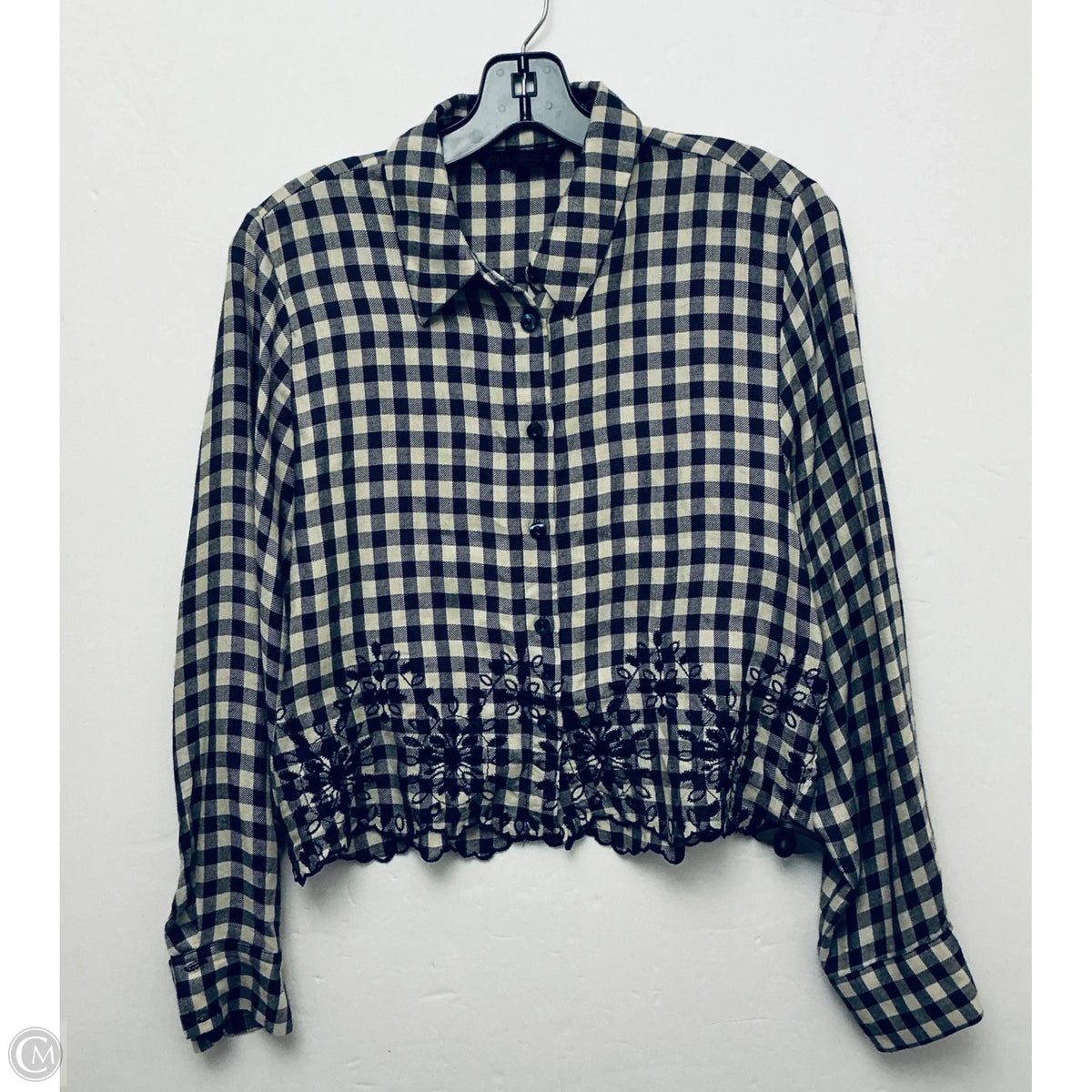 Top Long Sleeve By Zara In Checkered Pattern, Size: Xs