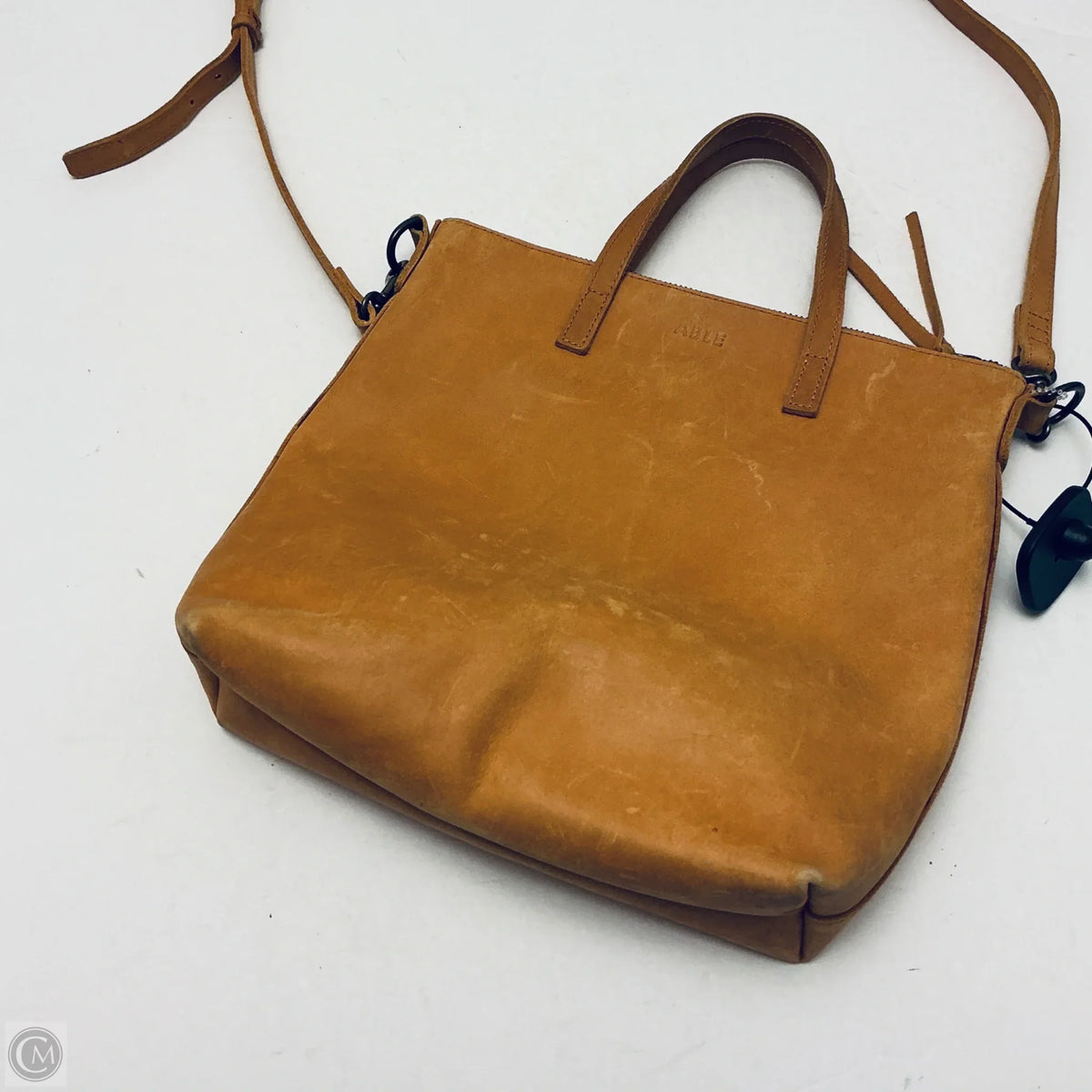 Handbag Leather By Able, Size: Medium