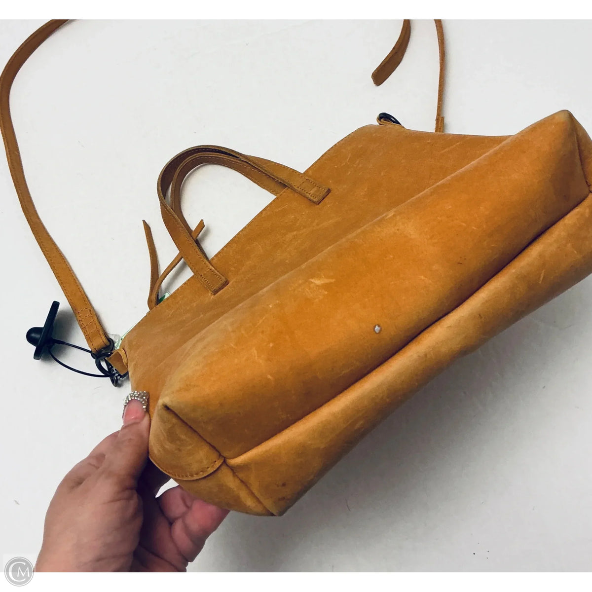 Handbag Leather By Able, Size: Medium