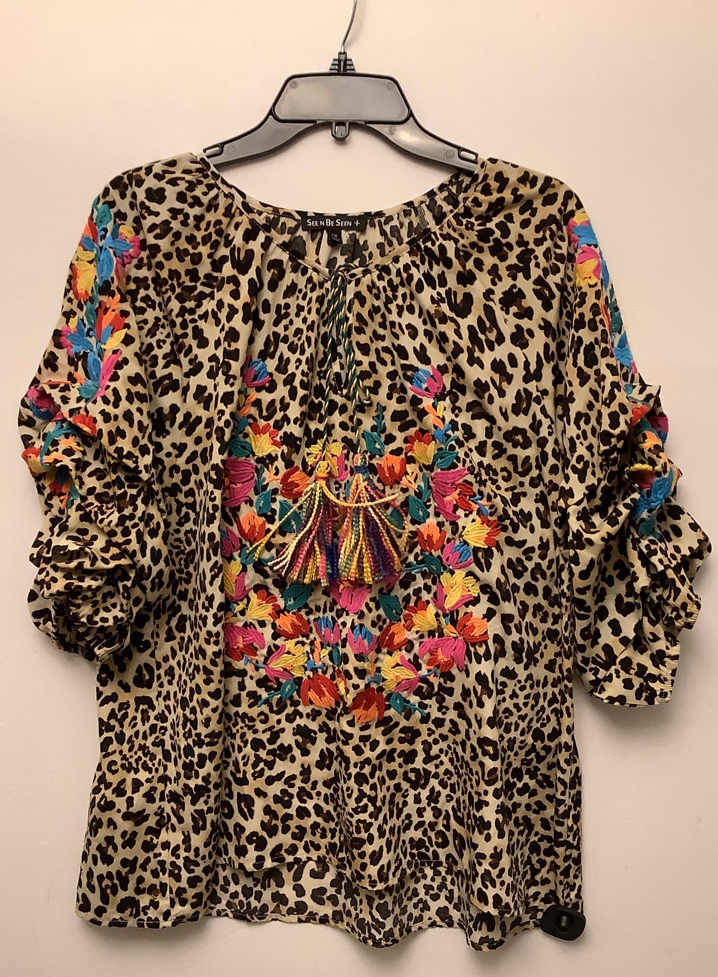 Top Short Sleeve By Clothes Mentor In Animal Print, Size: 1x