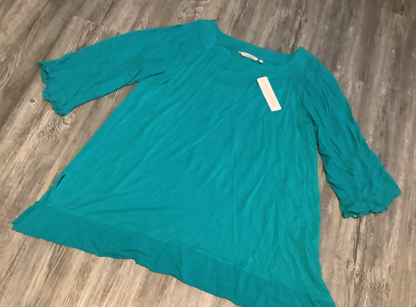 Blue & Green Top Long Sleeve Soft Surroundings, Size Xl