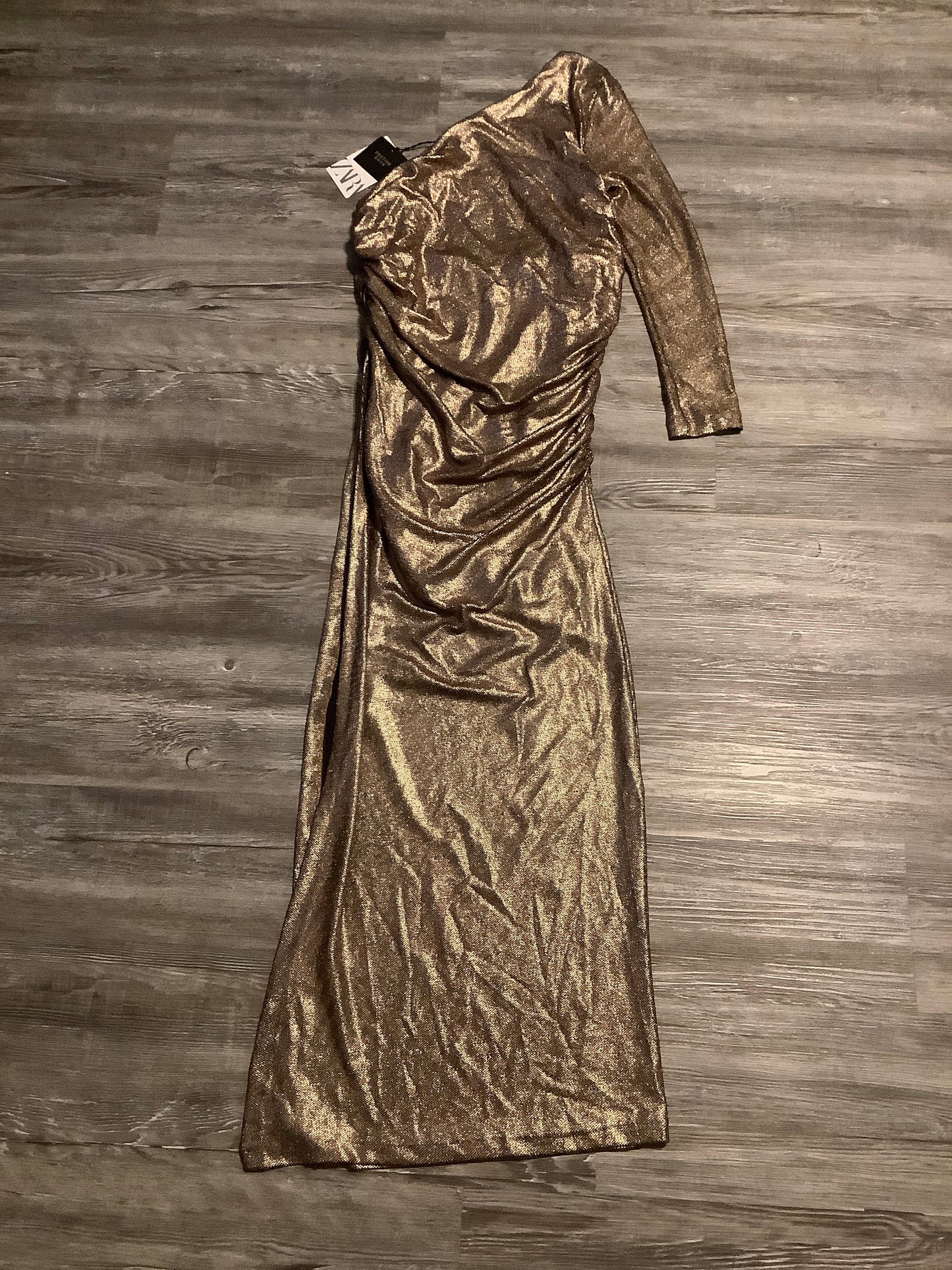 Gold Dress Party Long Zara, Size Xl