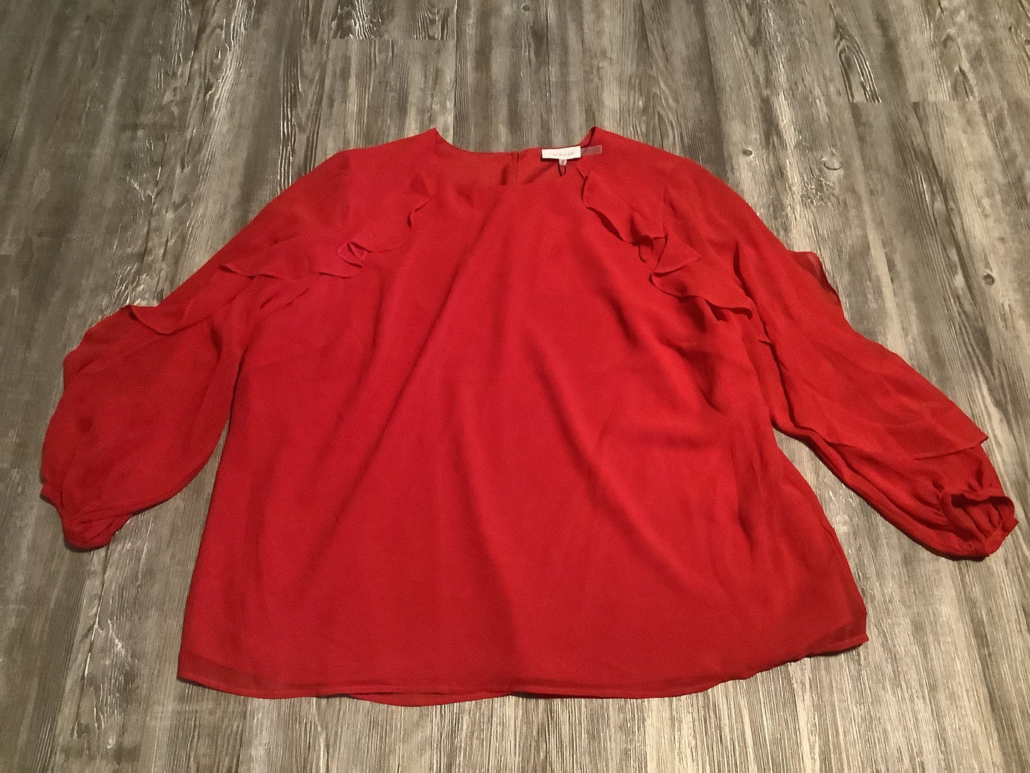 Top Long Sleeve By Calvin Klein In Red, Size: 1x