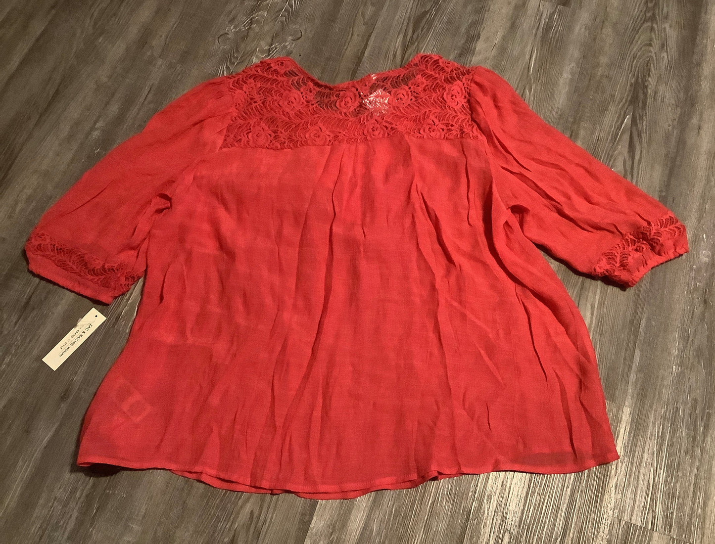 Top Long Sleeve By Zac And Rachel In Red, Size: 2x